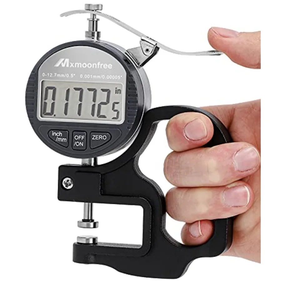

Digital Thickness Gauge 0.001mm/0.00005" 0-12.7mm/0.5" Electronic Micrometer Thickness Meter with LCD Display Unit Conversion S