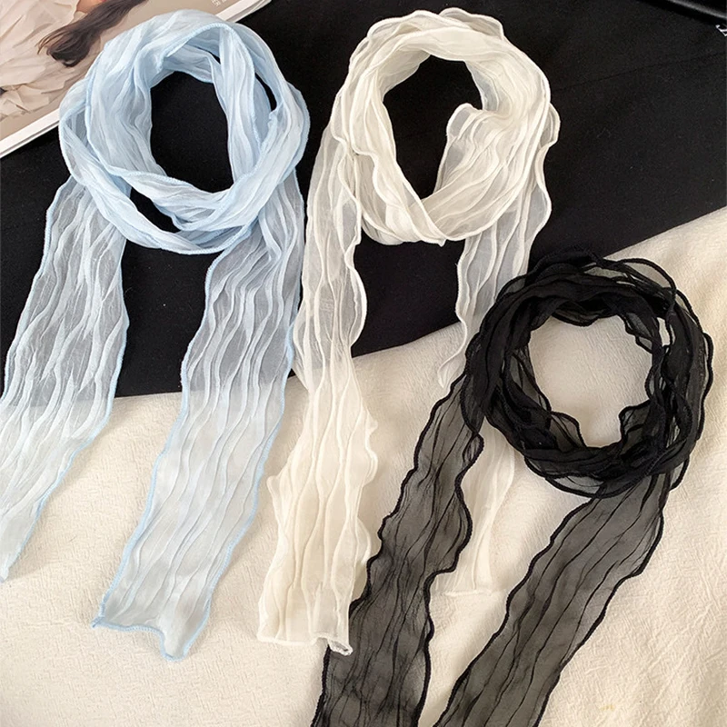 

Французский кружевной шарф с волнистым краем, элитный, для ношения с рубашкой, атмосферный, в комплекте с аксессуарами для шеи, элегантный женский шейный платок/шарф