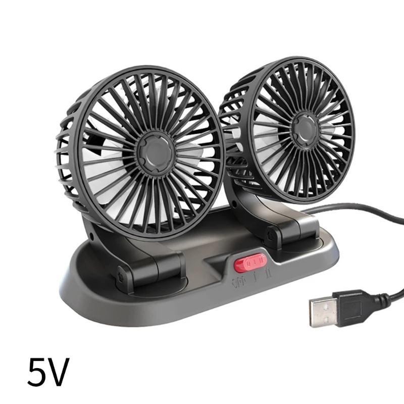 

12V/ Car Fan Dual Head 360° Rotation 2 Wind Speed Cooling Fan for Truck SUV