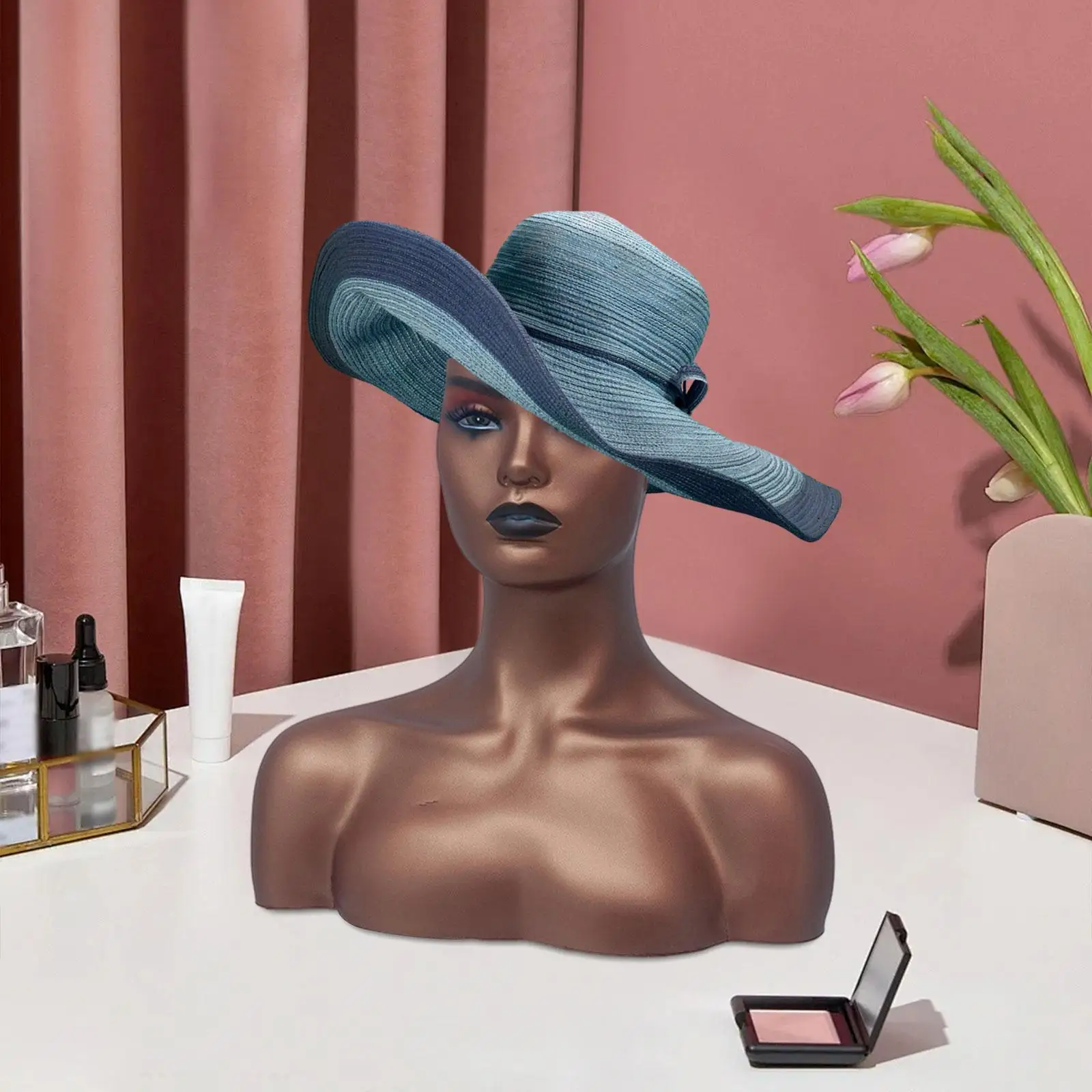 

Makeup Mannequin Head with Shoulder PVC Model for Hair Styling Wig Headset