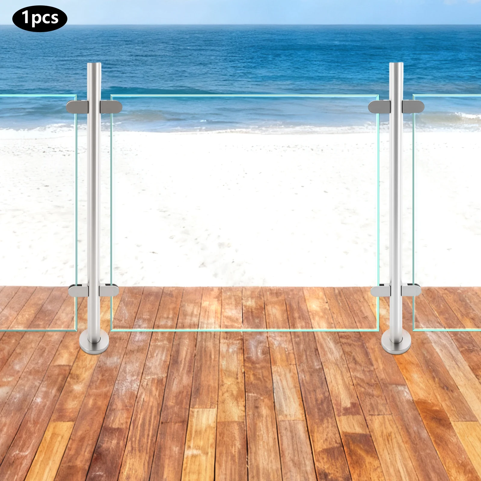 304 درابزين من الفولاذ المقاوم للصدأ عمود سياج شرفة زجاجية 110 سنتيمتر عمود الدرابزين الداخلي الخارجي مع قاعدة #3