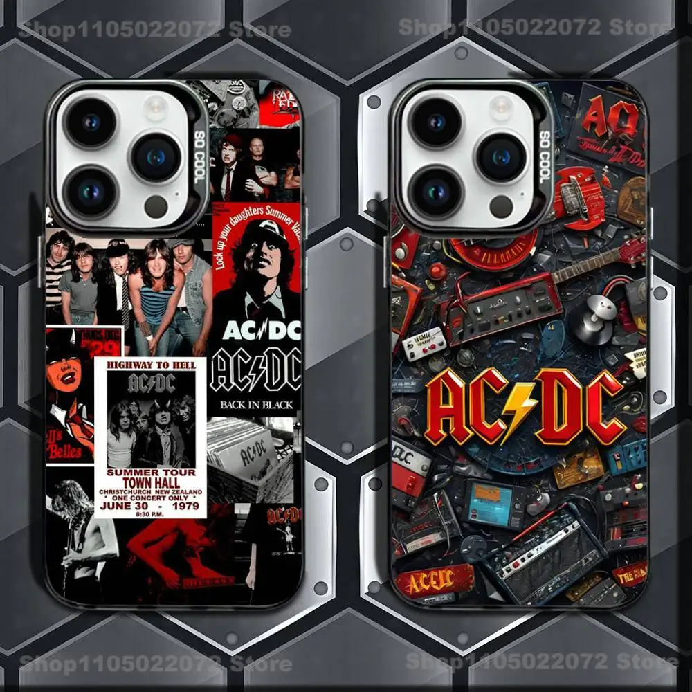 

A-AC Band D-DC Phone Case For iPhone 16,15,14,13,12,11,Mini,Pro,E,MAX Black Candy Matte Shockproof Cover