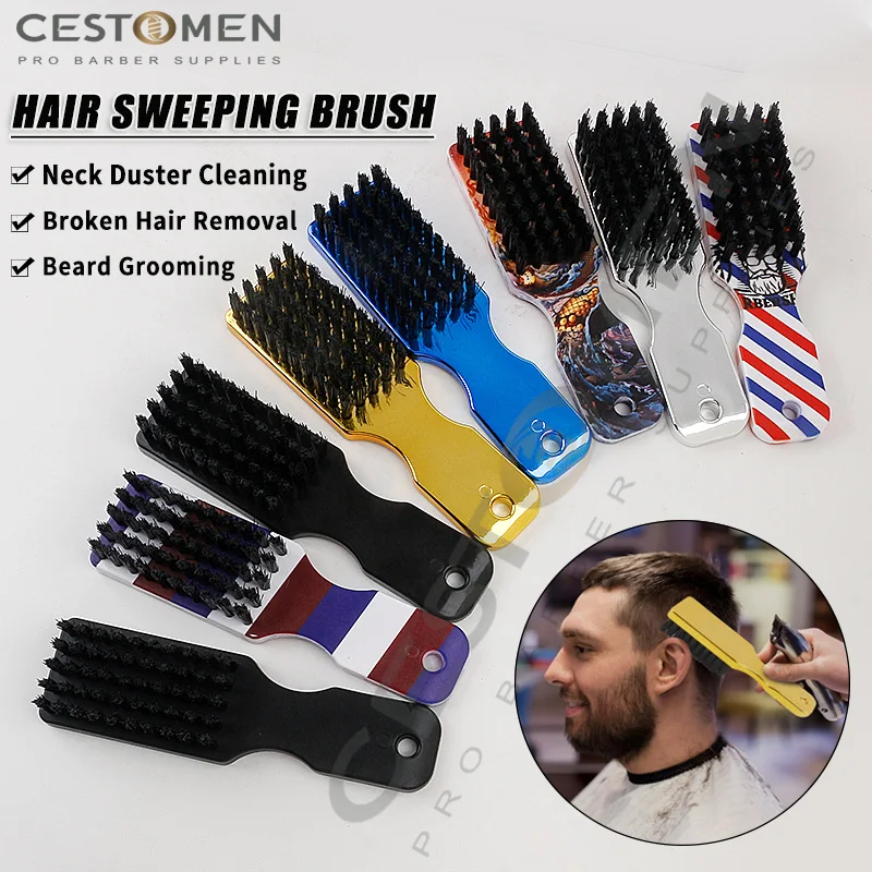 Newest Electroplating Professional Fade Brush Barber Beard Grooming Haircut Neck Duster Hair Brush Facial Cleaning Tools For Men