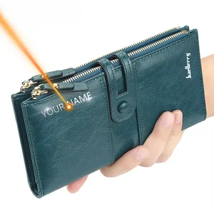 Engrave Name Women Wallets Fashion Long Leather Top Quality Card Holder Classic Purse  Zipper Brand Wallet Personalized Gift