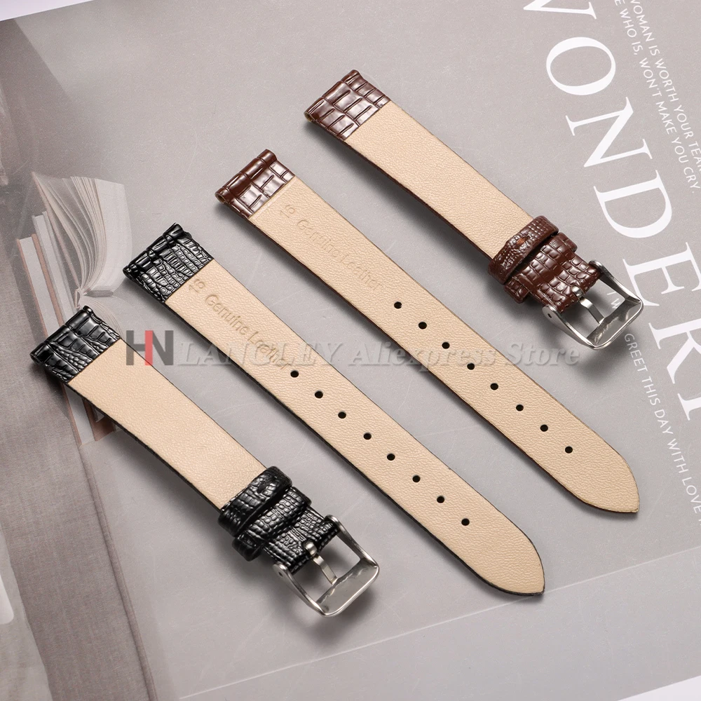 8mm 10mm 12mm 14mm 16mm Vintage Lizard Pattern Leather Thin and Soft Watchband for Armani for Women Men Universal Watch Bracelet
