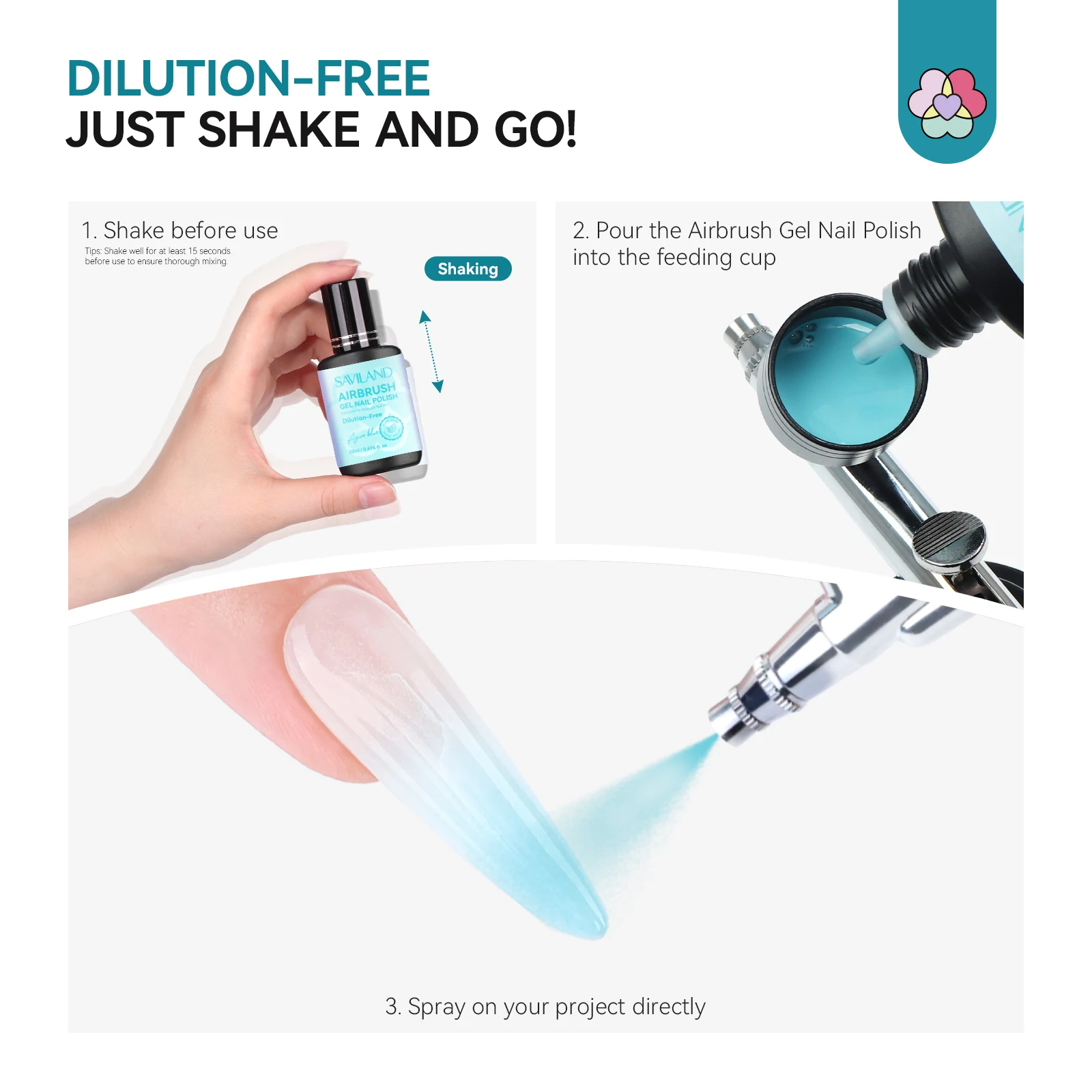 SAVILAND 20 مللي البخاخة هلام طلاء الأظافر خالية من التخفيف أبيض أسود أرجواني أزرق طلاء الأظافر البخاخة مسمار الحبر استخدام الأظافر الفرنسية #6