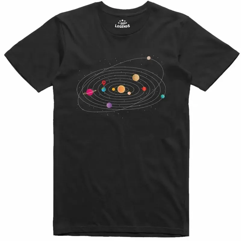 T-Shirt Geek Pour Homme Système Solaire Carte Google Drôle Coupe Régulière