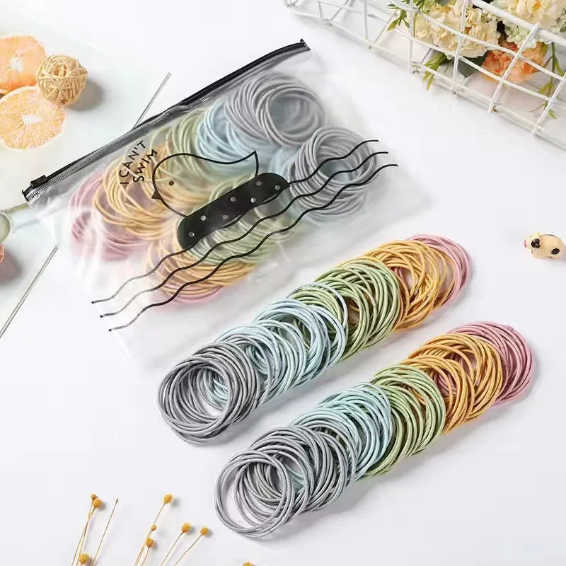 100pcs/lot Elastic Rubber Band Hair Bands Girl Candy Color Hair Band Child Baby Headband Scrunchie Hair Accessories For Hair