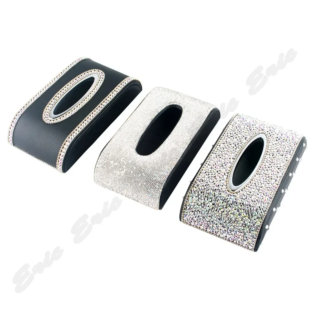 

Роскошный кожаный чехол для автомобильной салфетницы с блестящими кристаллами и леопардовым принтом, модный, для автомобиля и дома