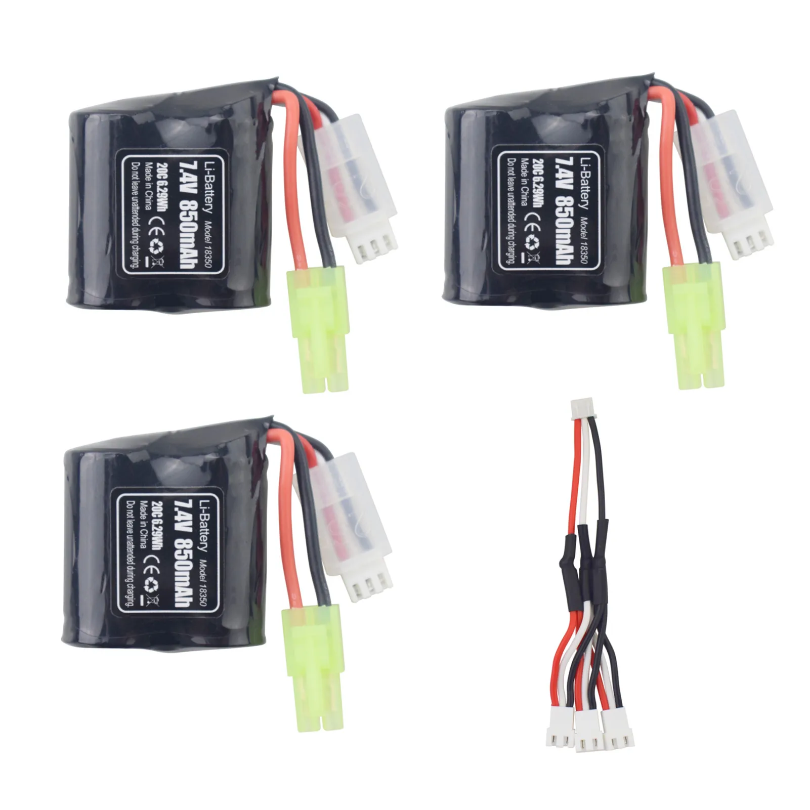 

3PCS 7.4V 850mAh Lithium Battery+1 to 3 Charging Line For H102 RC Boat H106 H110 H112 TX121 H119 H122 H155 RC Speedboat Parts