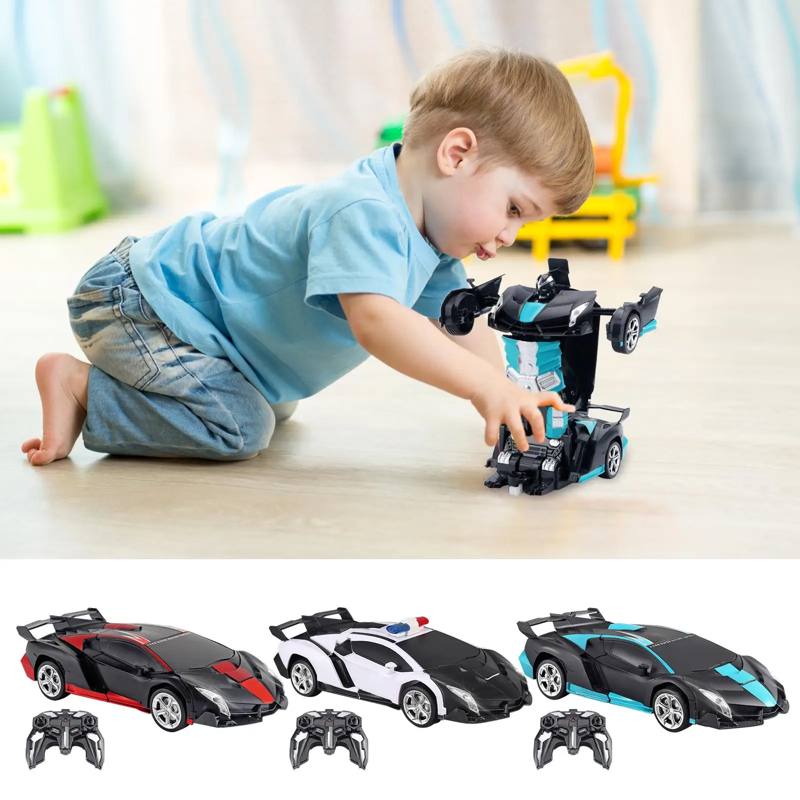 2in1回転変形RCカー、音楽付きインタラクティブ学習アクティビティ、子供、女の子、男の子向けロボットおもちゃ