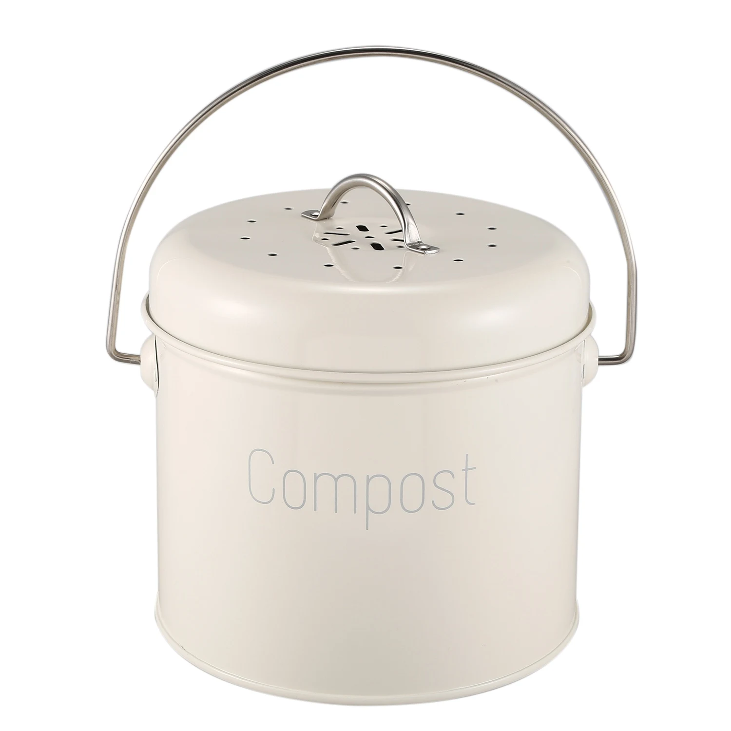 Compost Bin 3L - Stainless Steel Kitchen Compost Bin - Kitchen Composter for Food Waste - Coal Filter