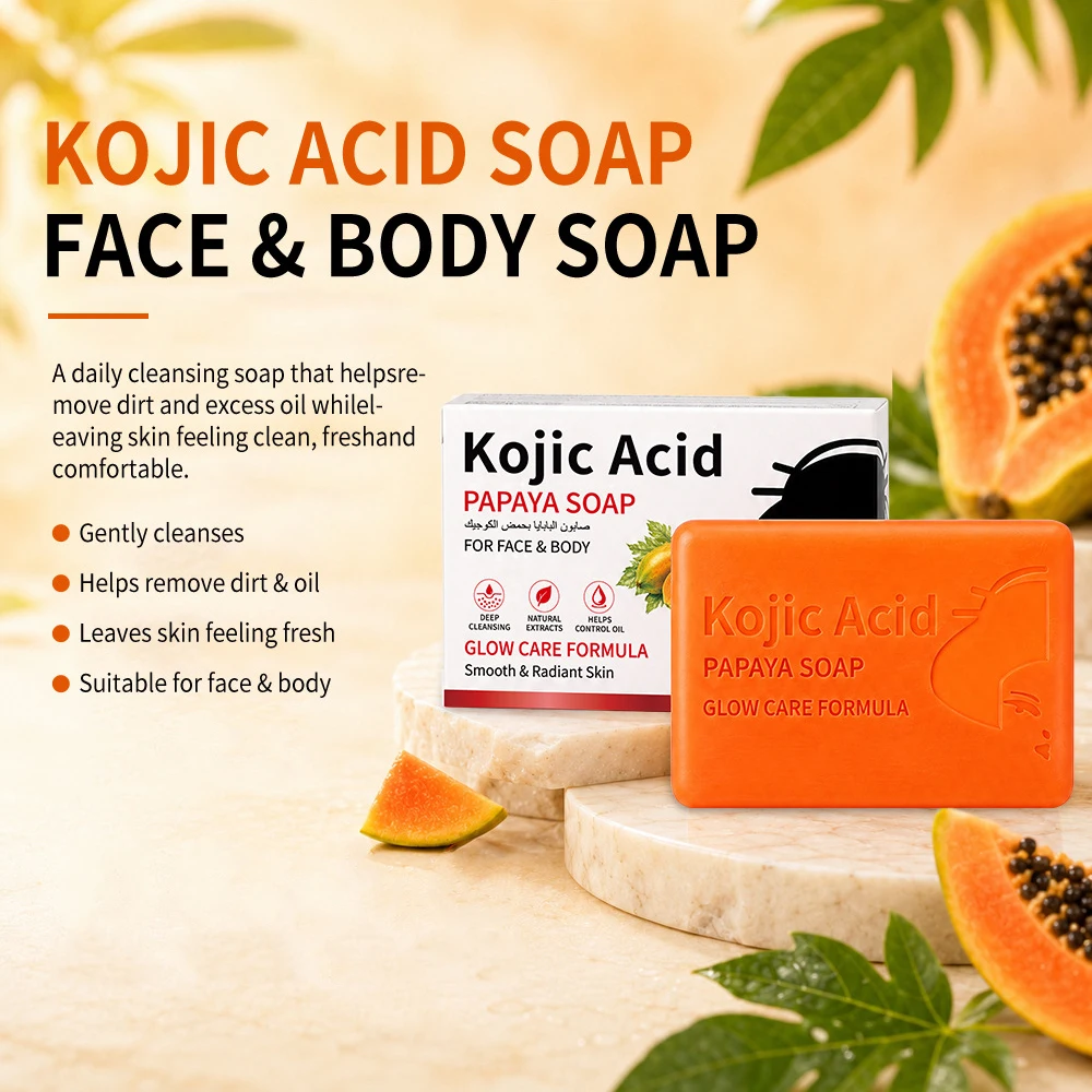 Papaya Kojic Acid Frosted Soap Turmeric Handmade Soap Nourishing Skin Moisturizing Facial Care Cleansing Body Care Wash Soap