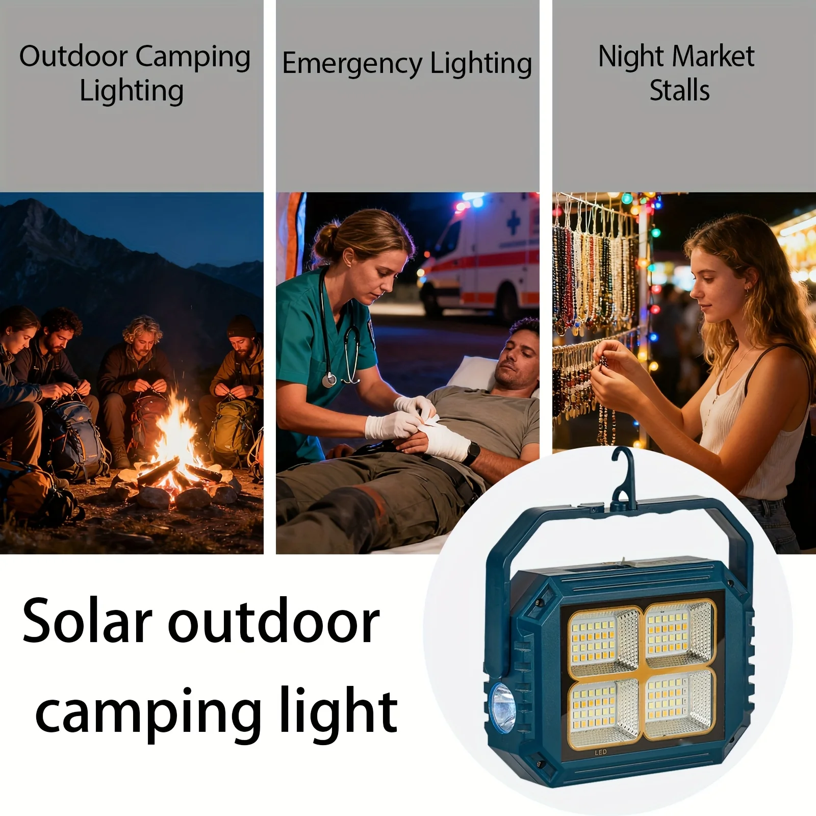 كشاف LED قابل لإعادة الشحن بالطاقة الشمسية - تصميم أرضية محمول، فائق السطوع، لاسلكي مع ميزة تغيير اللون، والتخييم في الهواء الطلق #4