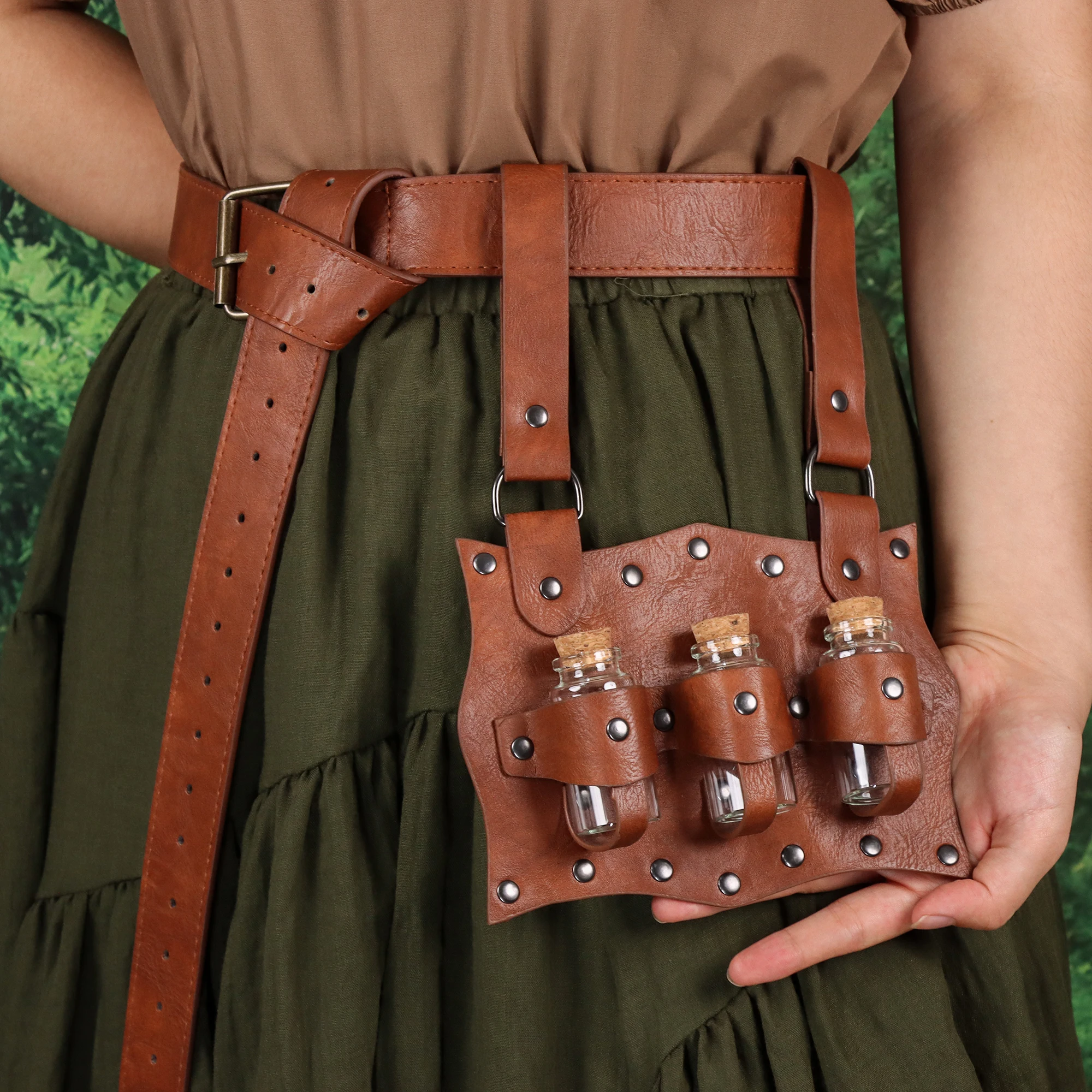 ヴィンテージコスプレ,中世のルネッサンス,スチームパンク,ベルト,ポーションボトルホルダー,ハロウィーンの魔女のアクセサリー