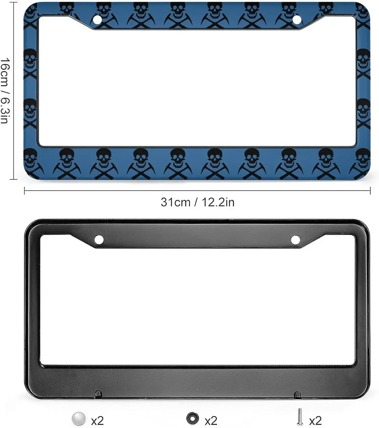 Viking Skull and Hammers License Plate Frames Universal Car Plate Cover Holder with 2 Holes for US Women Men Vehicle Standard