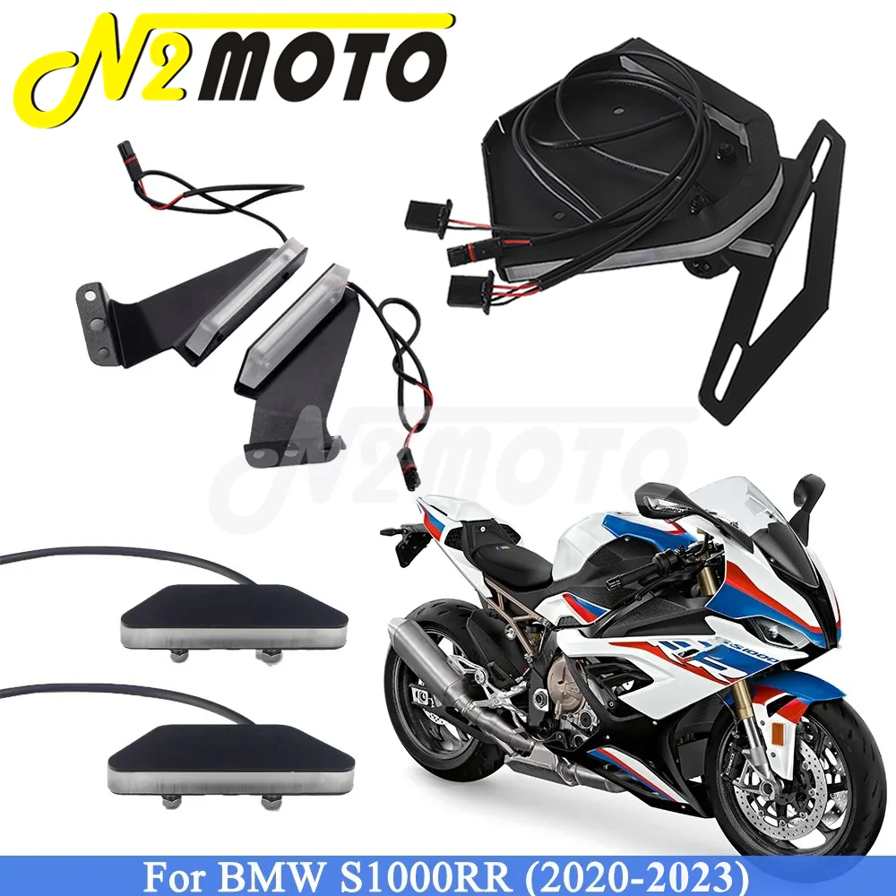 

For BMW S1000RR S 1000 RR 2020-2023 Fender Eliminator Kit License Plate Bracket LED Tail Brake Light Turn Signal Flow Water Lamp