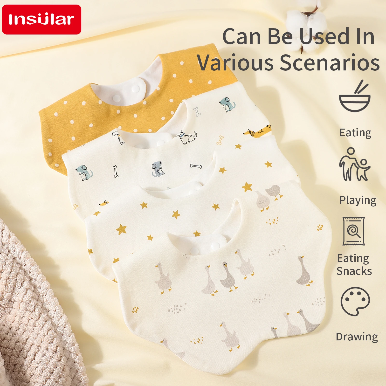 

INSULAR детские нагрудники, приятные для кожи салфетки для отрыжки новорожденных, впитывающее детское полотенце со слюной, 100% хлопок, марлевая бандана, шарф для мальчиков и девочек, От 1 до 3 лет