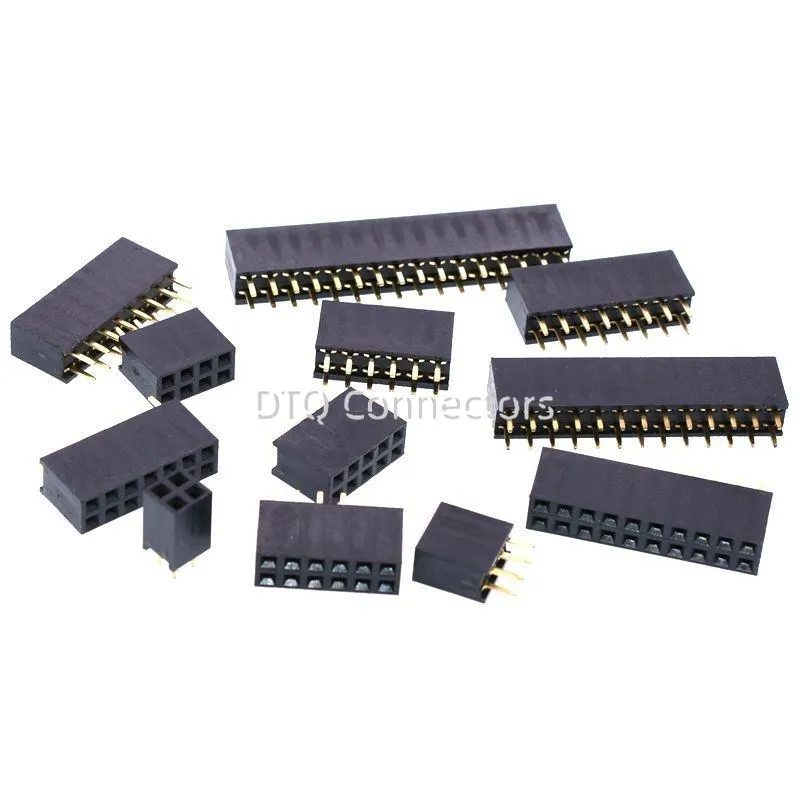 10pcs 2.54mm Pitch 2x2/3/4/5/6/8/10/12/13/15/20/40 Pin Double Row Straight Needle PCB Connector Female Header Socket