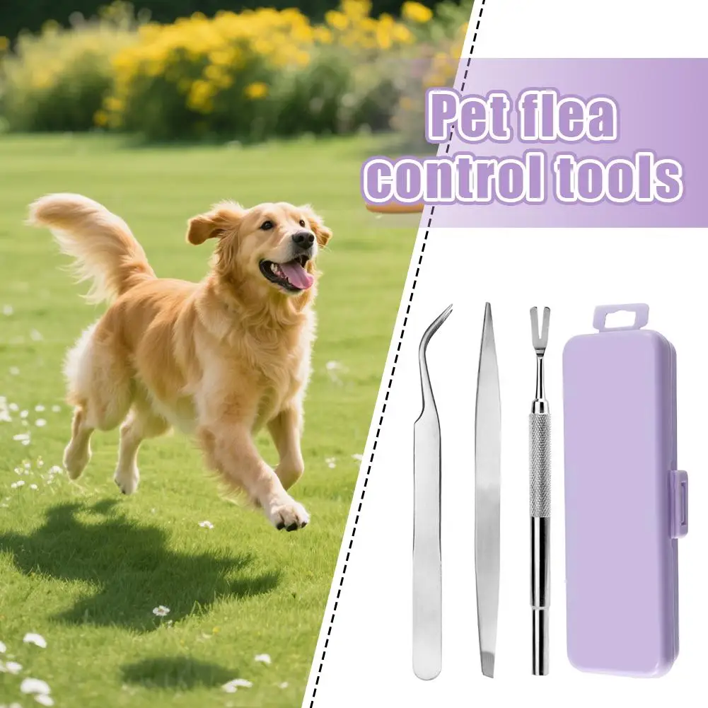 1 Set tragbares Zecken- und Flohentfernungswerkzeug mit Gabel und Pinzette, professioneller Zeckenextraktor aus Edelstahl für Menschen, Hunde und Katzen – Detail 8