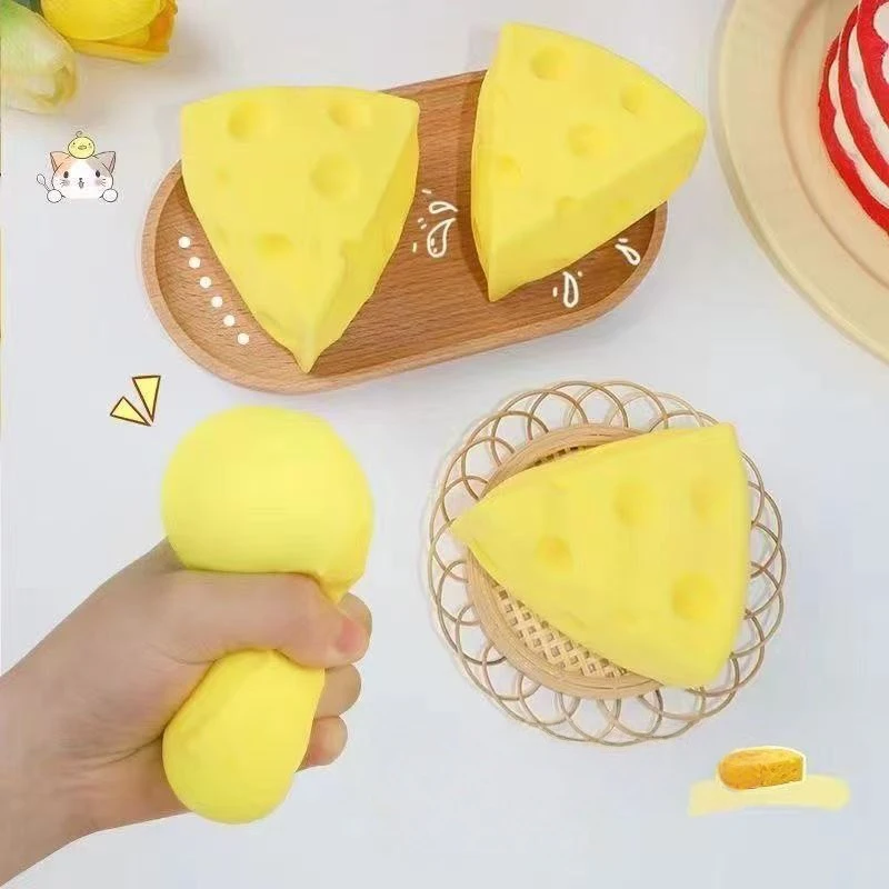 Jumbo Triangular Cheese Stress Ball Squishy Toy Stretchable Cheese Squeeze Ball Fidget Toy ASMR Sensory Anti-Stress X-mas Gift
