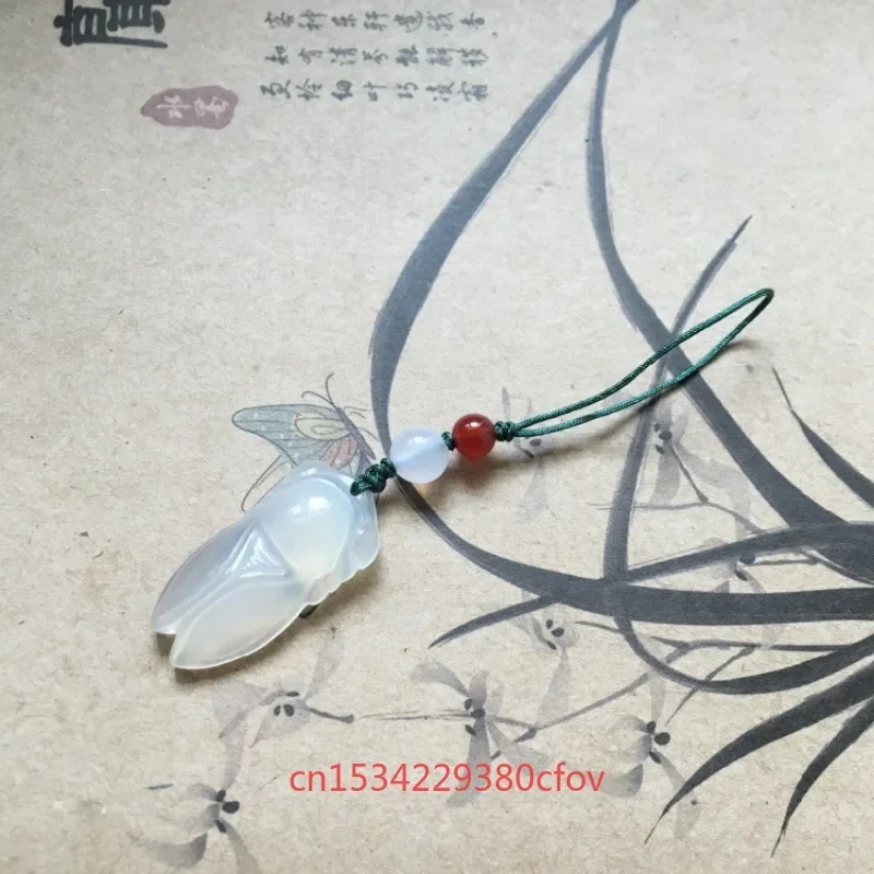 Natural Agate Chalcedony Fox Beads Accessories DIY Bracelet Necklace Key Chain Jewellery Fashion Hand-Carved Lucky Gift