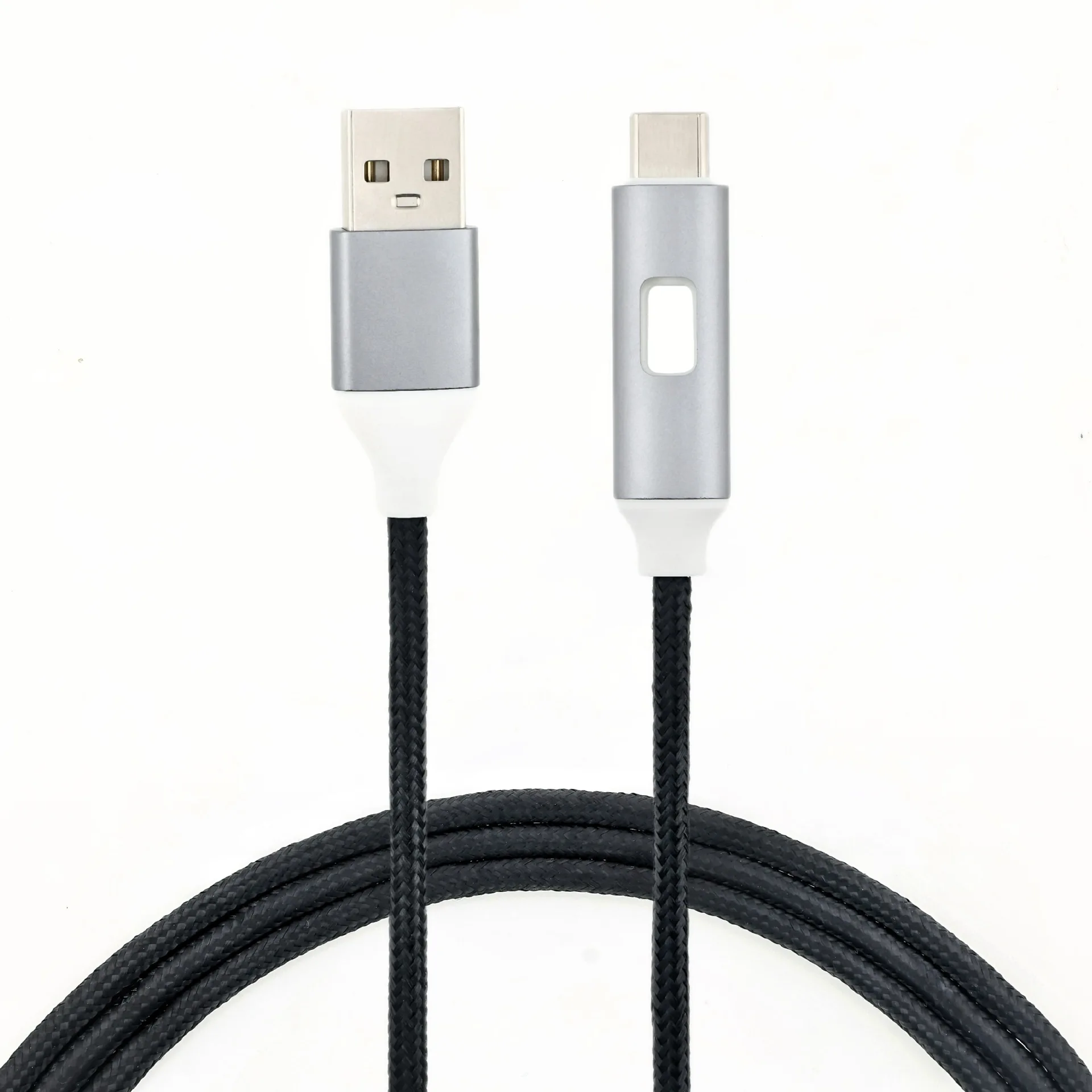 1M Aluminum Hollow RGB Light USB A-Type C 120W High Speed Charging Wire Luminous Plug Stable Data Transfer Line，Micro 0.3m Cable