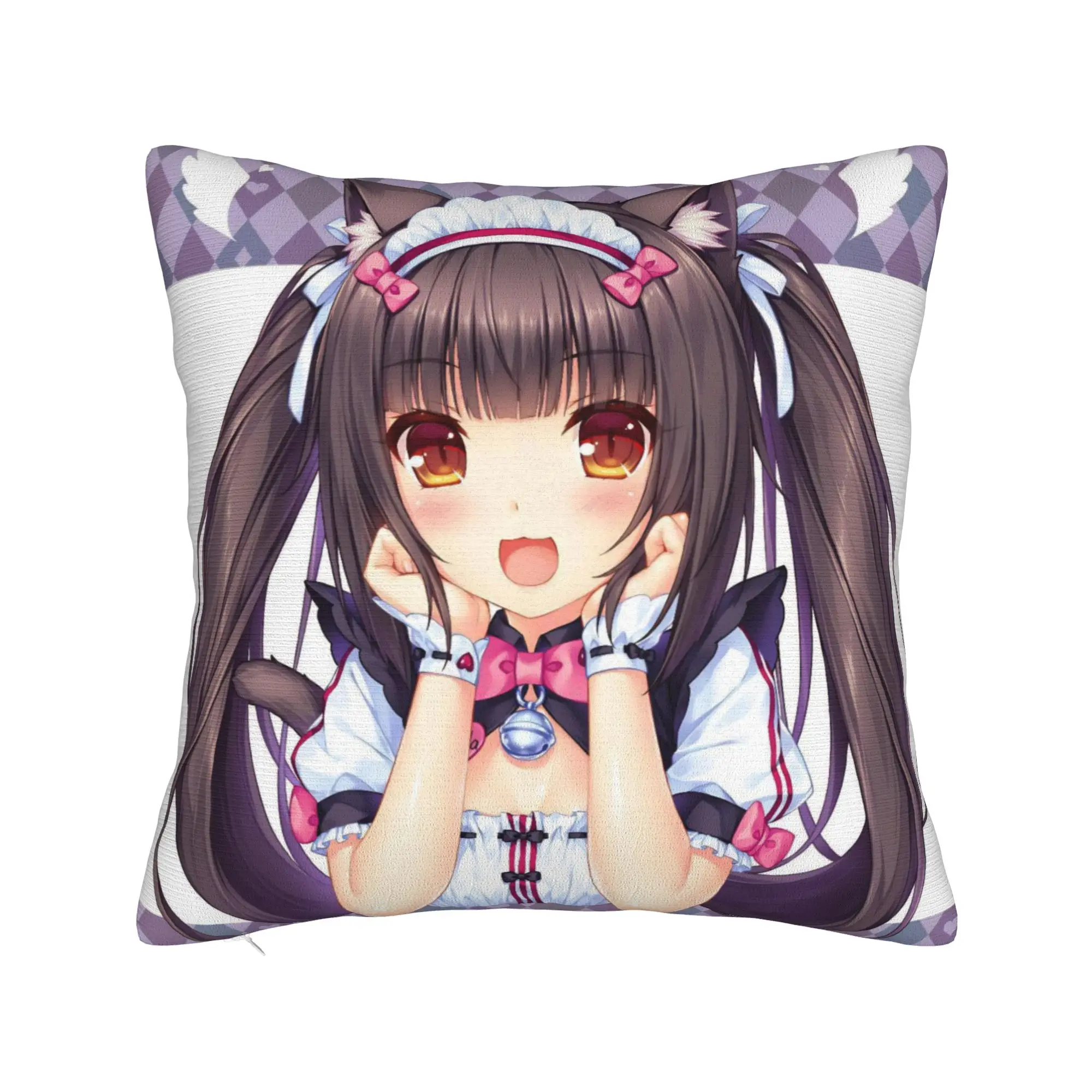 Decorative Pillowcase Anime N-Nekopara Merchandise Living Room  Pillow Case Cover Square Multiple Sizes