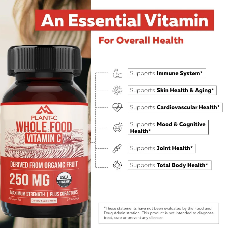 

Organic vitamin C high absorption vegan, enhances bioavailability - immune support, antioxidants, comprehensive health