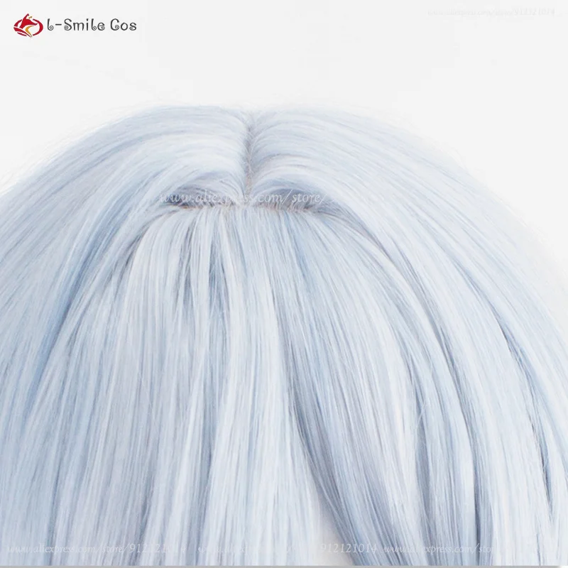 Pelucas de juego Cosplay Hanya para mujer, peluca larga de color gris y azul degradado, peluca de Anime WigsHan Ya, cabello resistente al calor + gorro de peluca