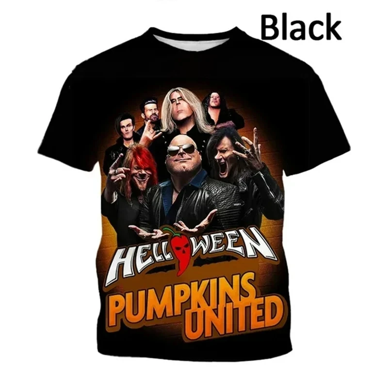 New Popular Rock Helloween Band Print T-Shirts 3D Men Women Fashion Oversized Short Sleeve Tee Shirt Summer Kid Y2k Top Clothing