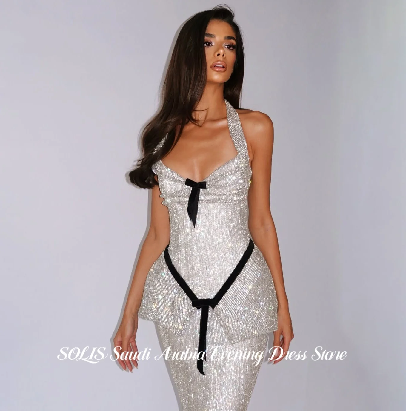SOLIS Silver Mermaid Prom Dress All Over Sparkle Full Sequin Evening Dresses Shimmer Sequin Mesh Floor Party Dress Customized image 2