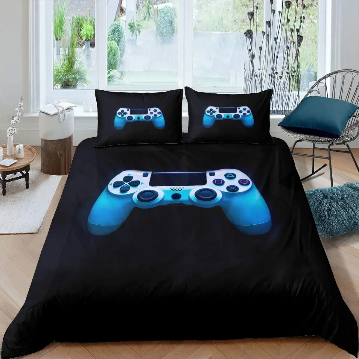 Gamepad Comforter Cover Bedding Set Teens Video Duvet Cover for Youth Kids Boys Modern Controller Bedspread