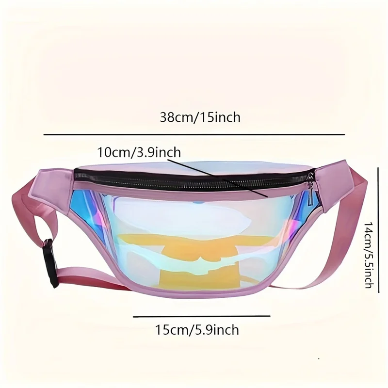 Transparent PVC Waist Bag with Laser Design, Waterproof Crossbody Sports Phone Pouch for Women