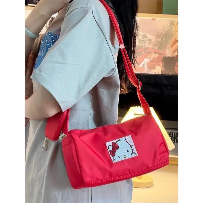 Kawaii Sanrio Hello Kitty Crossbody Bag Casual Shoulder Bag Girls Single Shoulder Bag New Bag Summer Large Capacity Storage Bag