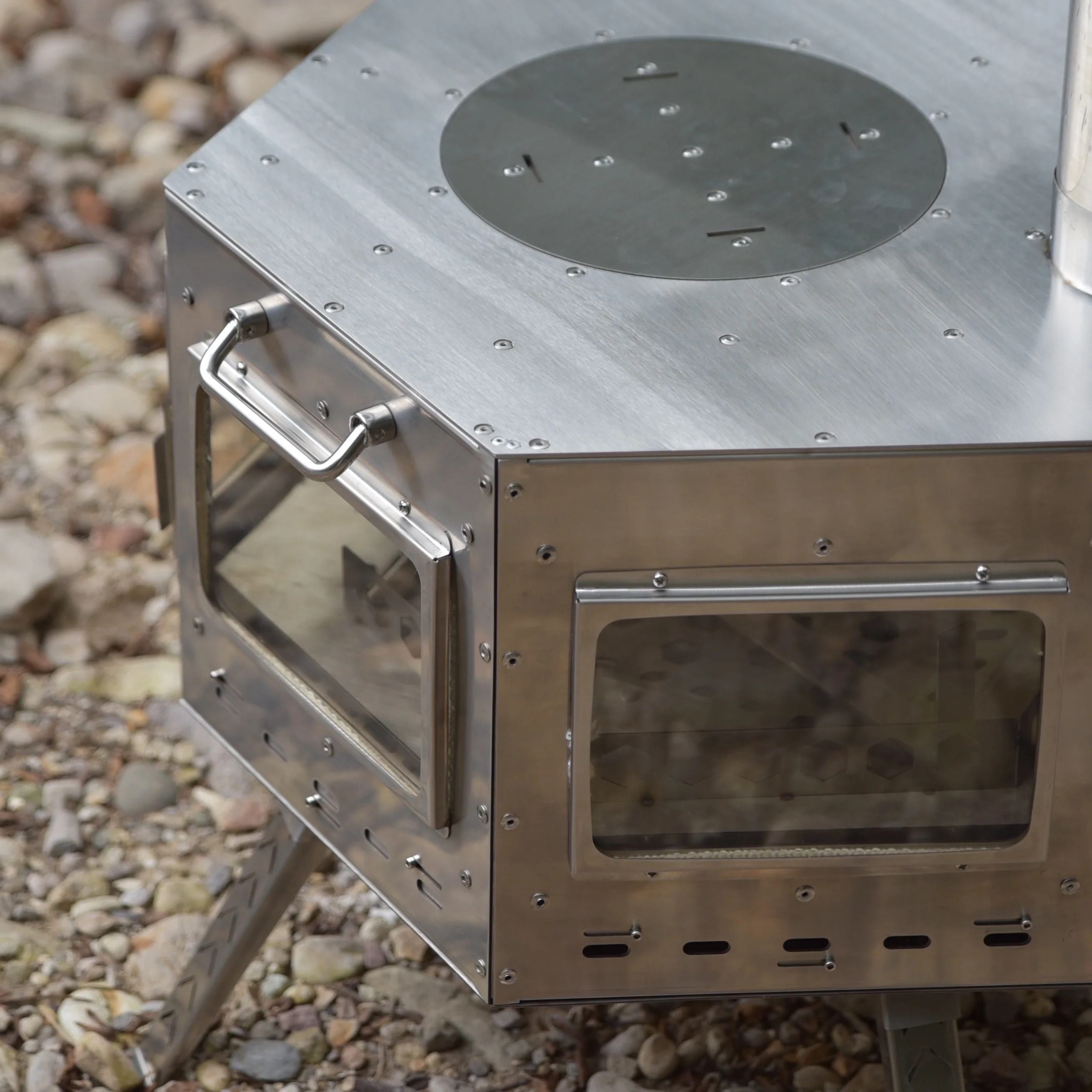 CE Certified Hexagonal Hot Ten - огляд і ціна Hot Tent Wood Stove With Chimney Pipe