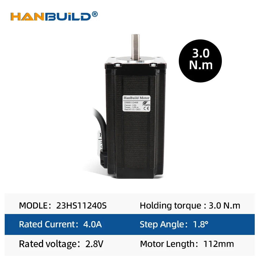 hanbuild NEMA23 Stepper Motor 4.0A 300N.CM 4-lead 23HS11240 Nema 23 Stepper Motor 57 Series motor for 3D printer accessories