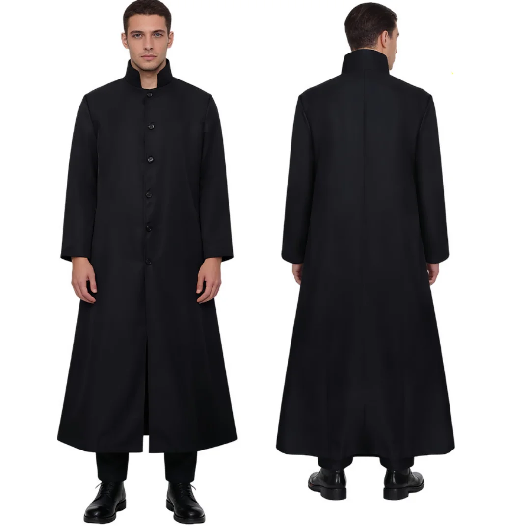 

Medieval Vintage Matrix Cosplay Kostume Neo Trench Coat Men Black Long Jacket Halloween Party Costumes