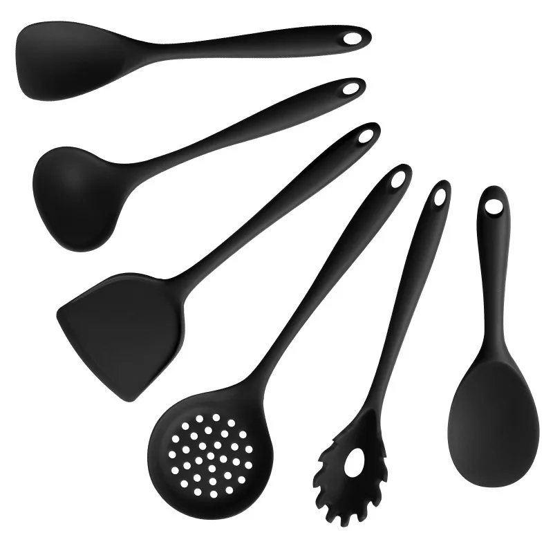 Silicone Cooking Kitchenware Tools Black Spoon Spatula Shovel Utensils Non-stick Cookware Kitchen Gadgets BPA Free Accessories