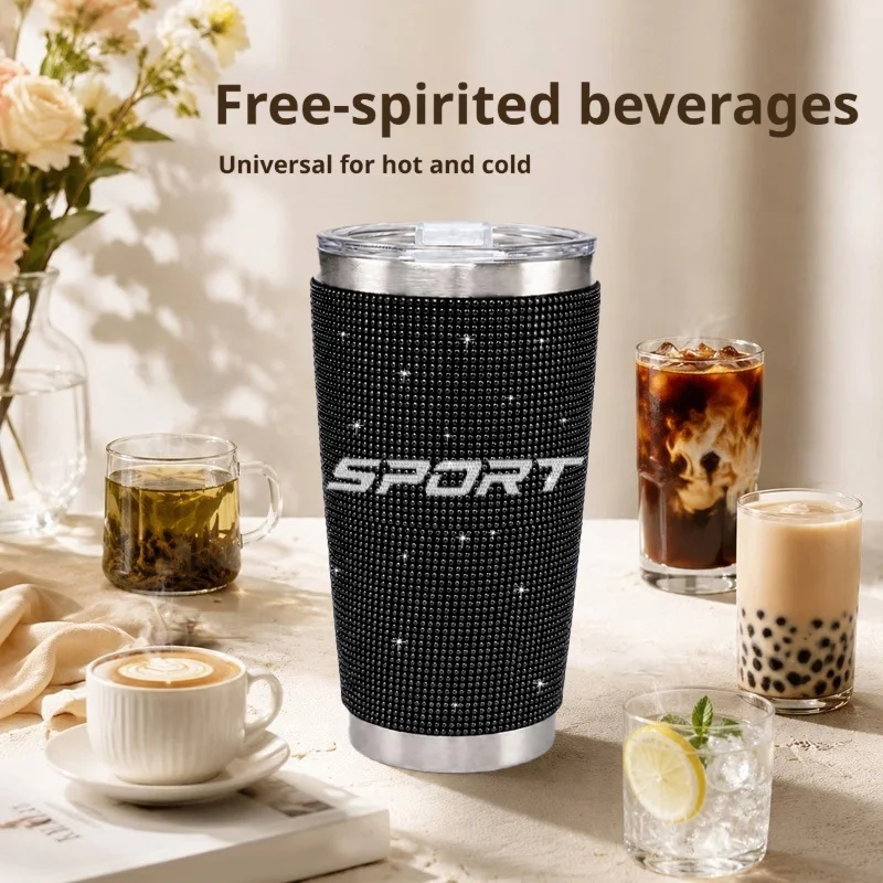 Diamond-Encrusted Water Cup Cover, Car Decorative Cup Cover, Desktop Ornament, Sparkling Diamond Cup Cover, Women's Fashion Accessory
