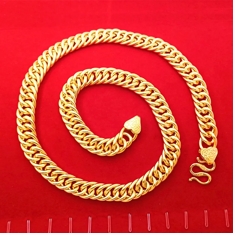 9999 gold seamless welded boss necklace for Zang nationality, twisted rope twisted chain, 15 meters long