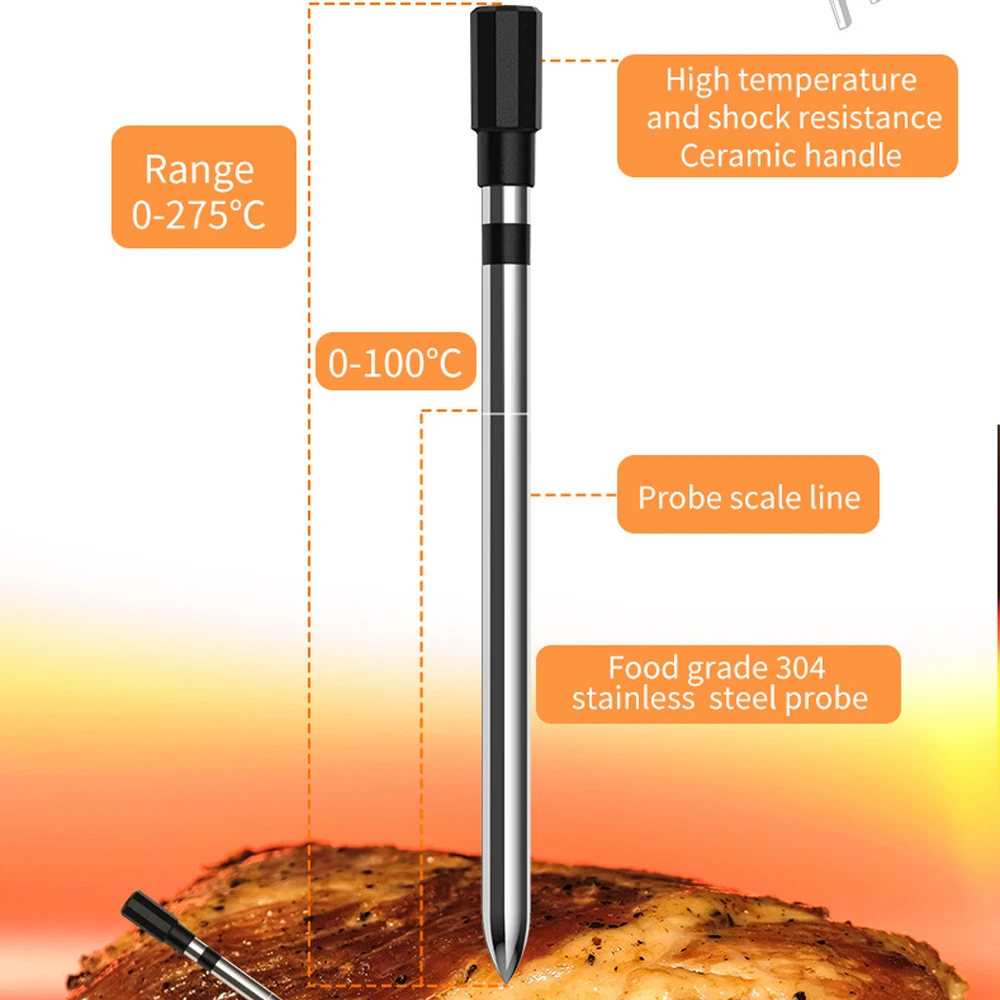 Imagem -05 - Termômetro de Forno sem Fio com Sonda Dupla Termômetro de Cozimento de Carne Tela Grande Bluetooth Digital Aplicativo de Suporte para Churrasqueira de Cozinha