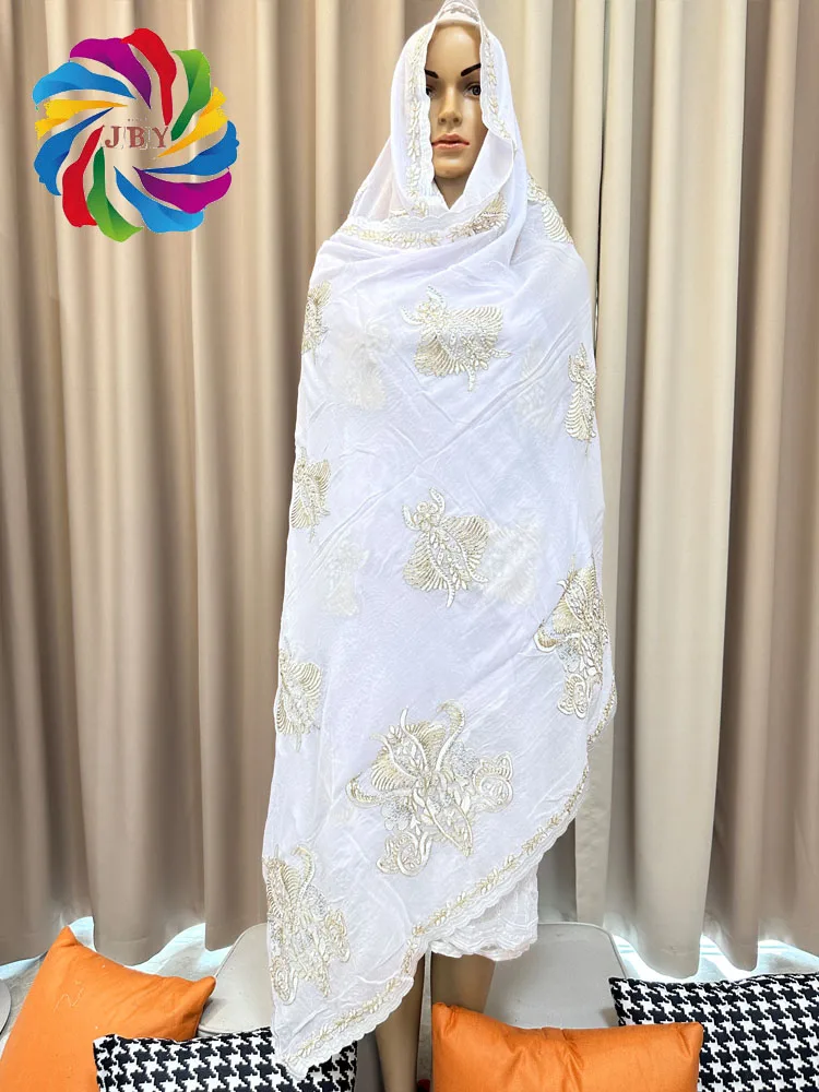 2023 African Muslim Summer Scarf Turban Women 100% Soft Cotton Islamic Hijab Pashmina Embroider Ramadan Dubai Headband For Lady