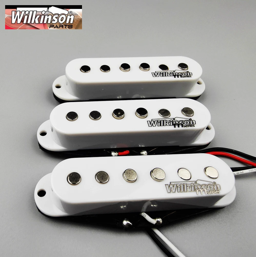 Звукосниматели для электрогитары Wilkinson Lic, винтажные звукосниматели с одной катушкой для гитары ST, белый, черный, 1 комплект WOVS