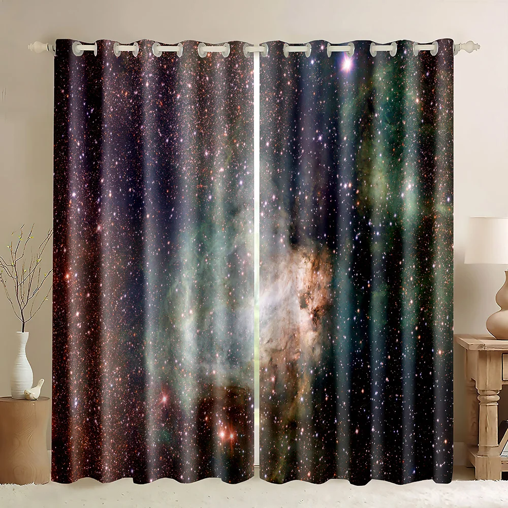 Nebula Galaxy Blackout Curtains,Outer Space Curtains, Stars Colorful Pattern in Space Galaxy Nebula Picture Print Window Curtain