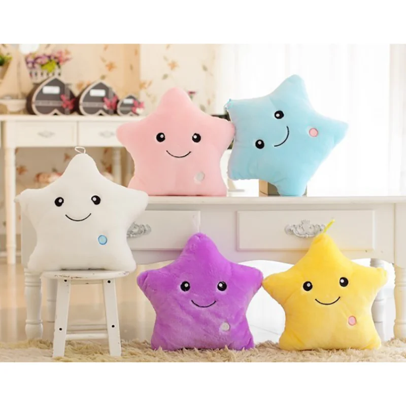 Luminous Pillow Soft Stuffed Plush Multicolor Glowing Stars Cushion Creative Toy Gifts Led Night Light For Home Room Decorations