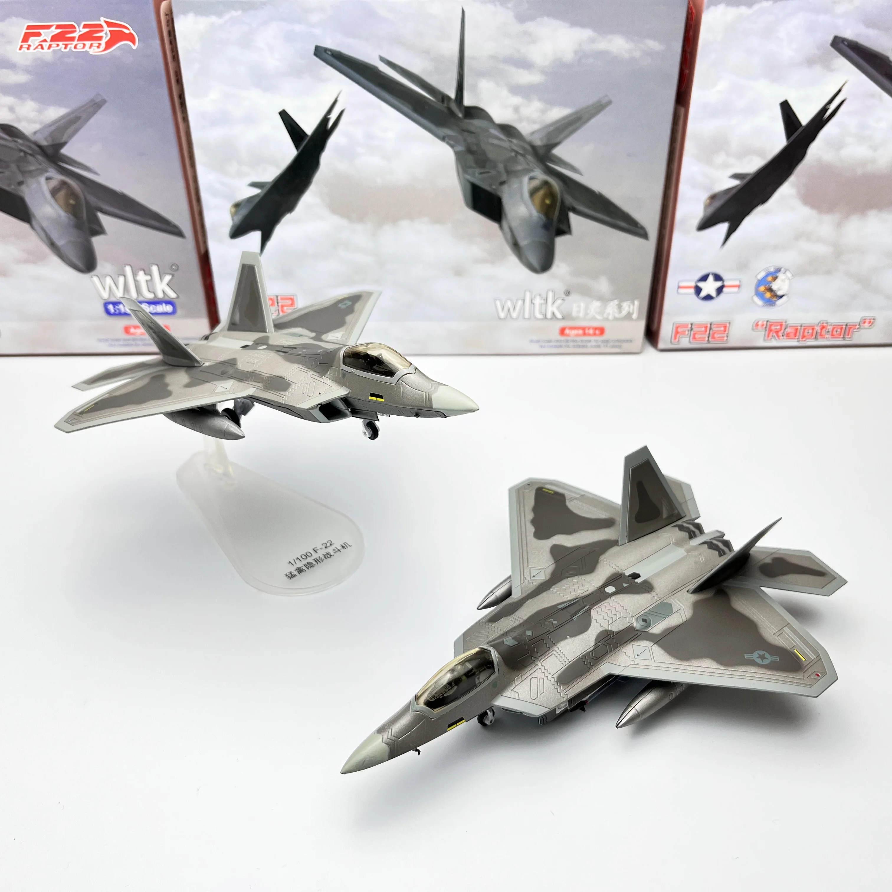 F-22 de combate de aleación a escala 1/100, avión de la Fuerza Aérea de los Estados Unidos F22, modelo de simulación fundido a presión, regalos para