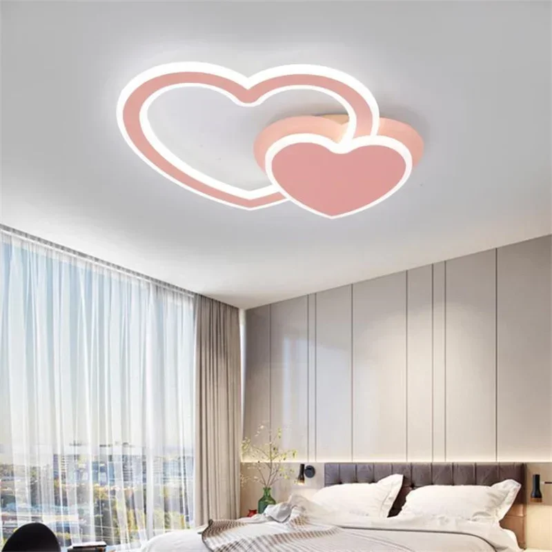 Led ceiling lamp modern rotary bedroom lamp heart to heart creative children's lamp lovely heart-shaped room lamps