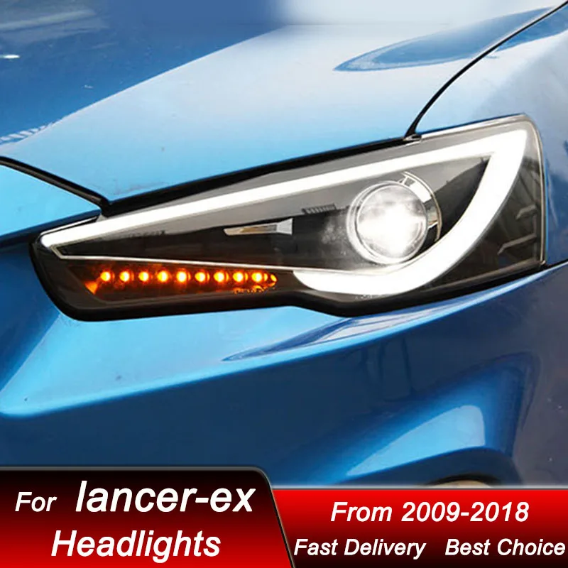 Car Headlights For Mitsubishi Lancer ex 2009-2018 LED Headlamp Assembly Upgrade High Configure Projector Lens Accessories Kit