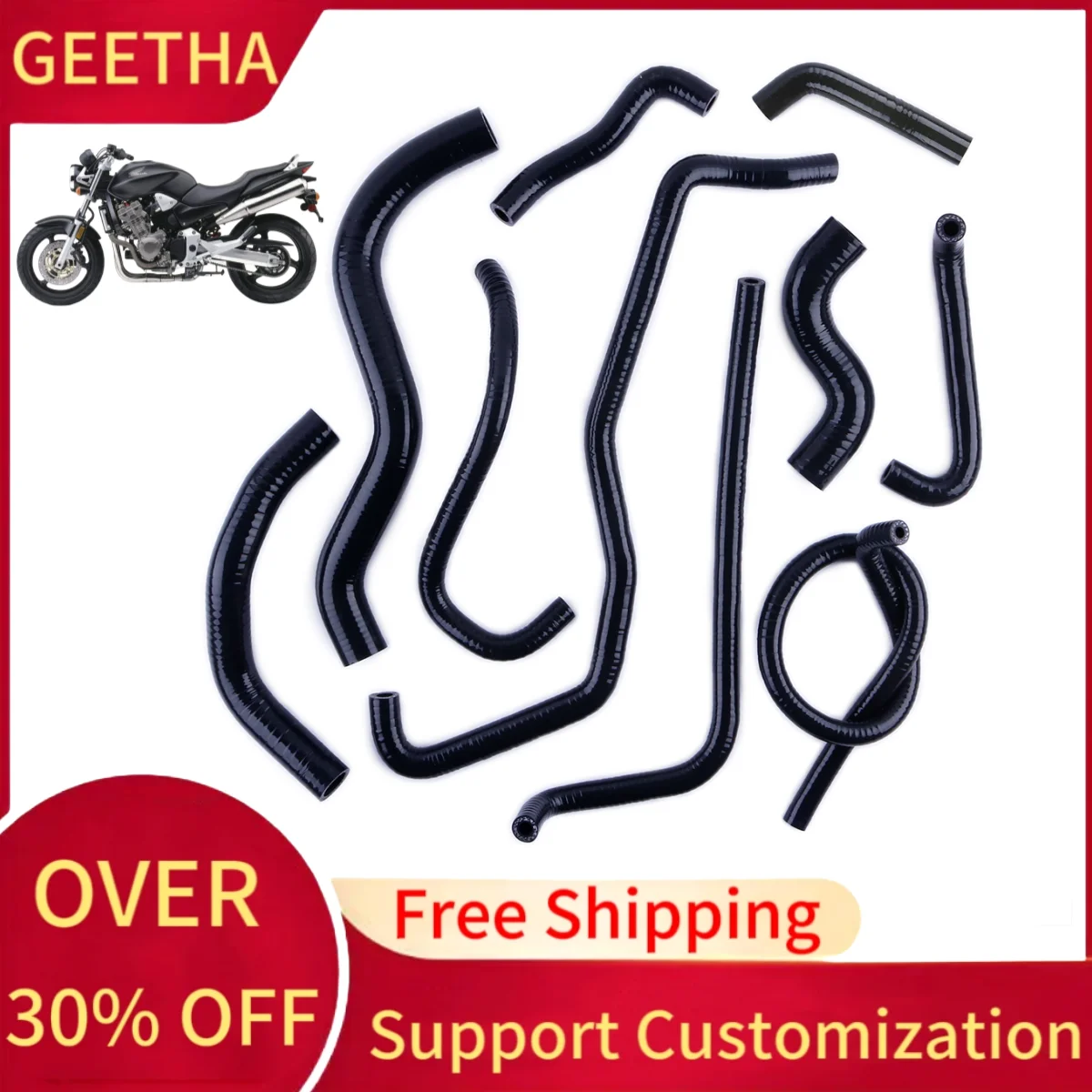 For 2002-2007 Honda CB900F 919 Hornet 900 Silicone Radiator Coolant Hose Kit 2003 2004 2005 2006